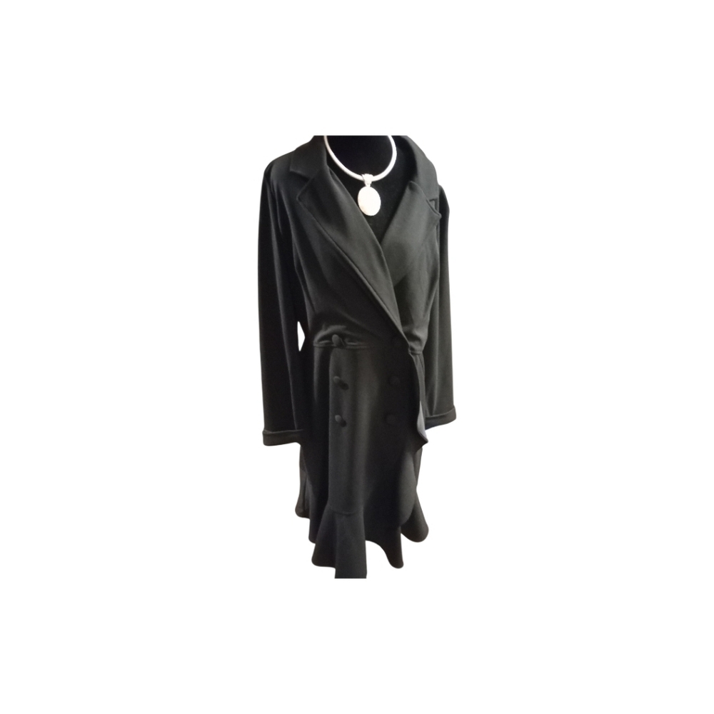 Maison Tara Elegant Black Double-Breasted Women's Dress, Size 14, NWT